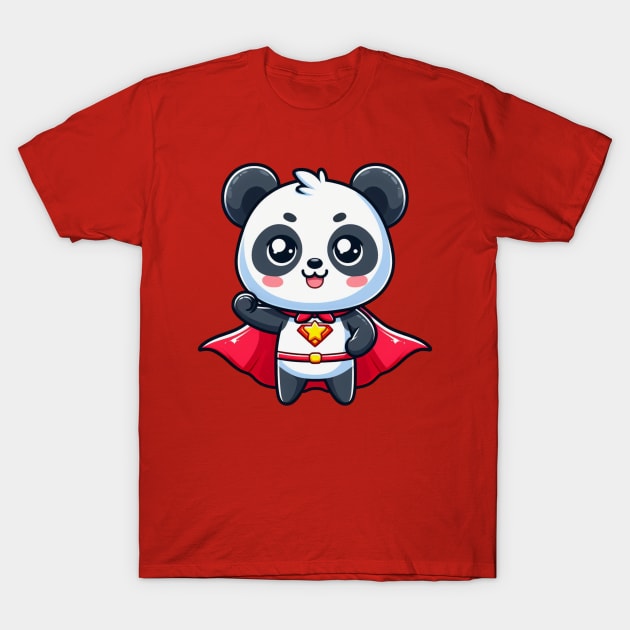 Cute panda wearing a superhero costume T-Shirt by Cute&Brave